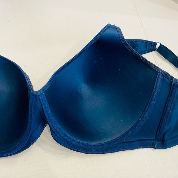 38DD ADRIENNE VITTADINI STUDIO Bra Molded Cups Mesh Band Underwire Navy Blue - Picture 8 of 13